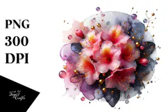 Abstract Rhododendron Watercolor Splash PNG Product Image 1