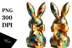 Colorful Stylized Sitting Bunny PNG Product Image 1
