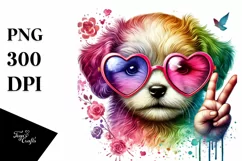Puppy in Sunglasses, Colorful PNG Product Image 1