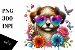 Puppy in Sunglasses, Colorful PNG Product Image 1