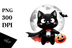 Simple Funny Haloween Clipart with BLACK CAT PNG Product Image 1