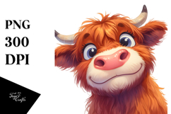 Happy Highland Cow PNG Product Image 1