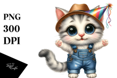 Happy Baby Cat with Party Hat|Summer Sticker Flower Product Image 1