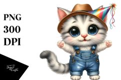 Happy Baby Cat with Party Hat|Summer Sticker Flower Product Image 1