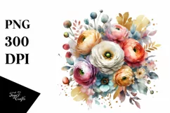 Colorful Bouquet with Gold Foil | Sublimation Clipart Product Image 3