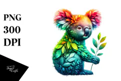 Abstract Koala Plant Leaves PNG Product Image 1