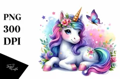 Baby Unicorn Watercolor Child | Clipart Product Image 1