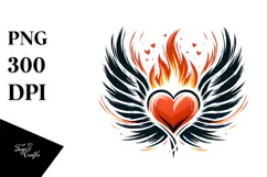 Heart Wings Fire Paintbrush PNG Product Image 1
