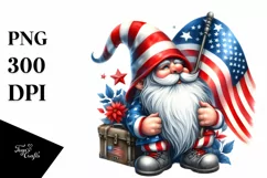 Patriotic Gnome USA Watercolor | Clipart Product Image 1