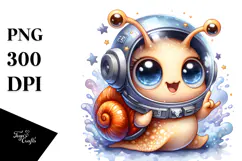 Energetic Snail with Astronaut Helmet PNG Product Image 1