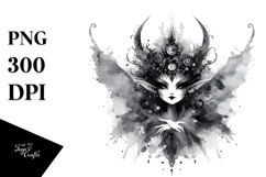 Whimsical Evil Fairy in Watercolor, PNG Product Image 1