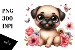 Happy Cartoon Pug PNG Product Image 1