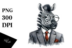 Funny Zebra Retro es, White Background | Sublimation Clipart Product Image 1