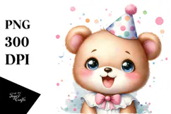 Cute Baby Bear with Party Hat JPEG Product Image 1