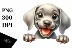 Enthusiastic Watercolor Weimaraner Puppy Illustration | Product Image 1