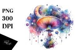 Magical Celestial Mushroom | Watercolor Clipart Product Image 1