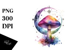 Magical Celestial Mushroom | Watercolor Clipart Product Image 3