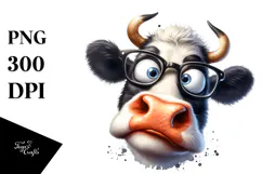 Crazy Funny Cow Portrait with es|Summer Sticker Flower Product Image 1