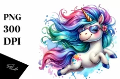 Jumping Cute Unicorn Clipart PNG Product Image 1