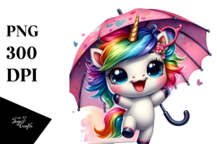 Cute Baby Unicorn Dancing with Umbrella, High-Res PNG Product Image 1