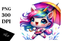 Cute Baby Unicorn Dancing with Umbrella, High-Res PNG Product Image 1