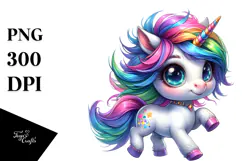 Cute Vibrant Unicorn Drawing PNG Product Image 1