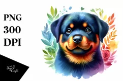 Watercolor Cute Colorful Rottweiler | Sublimation | PNG Product Image 3