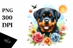 Watercolor Cute Colorful Rottweiler | Sublimation | PNG Product Image 3