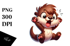 Cartoony Otter Jumping Despair PNG Product Image 1