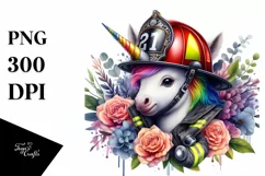 Baby Unicorn Firefighter PNG Product Image 1