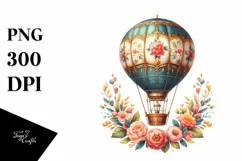Vintage Hot Air Balloon, White Background | Sublimation Product Image 3