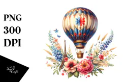Vintage Hot Air Balloon, White Background | Sublimation Product Image 1