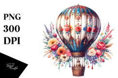 Vintage Hot Air Balloon, White Background | Sublimation Product Image 1