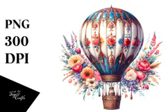 Vintage Hot Air Balloon, White Background | Sublimation Product Image 1