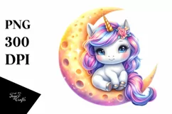 Moon Baby Unicorn Sublimation Clipart Product Image 1