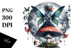 Gothic Fairy on Mushroom PNG Product Image 1