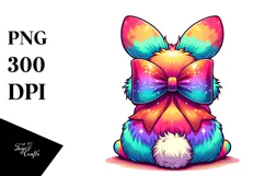 Colorful Retro Sitting Bunny PNG Product Image 1
