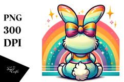Colorful Retro Sitting Bunny PNG Product Image 1