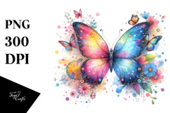 Colorful Butterfly made of Splashes PNG Product Image 1