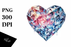 3D Diamond Heart Made of Ice PNG Product Image 1