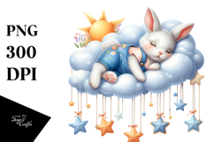 Baby Rabbit on Cloud Sleeping | Clipart Product Image 1