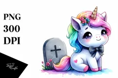 Grave Baby Unicorn Sublimation Clipart Product Image 1