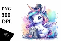 Grave Baby Unicorn Sublimation Clipart Product Image 3