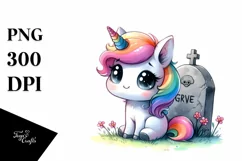 Grave Baby Unicorn Sublimation Clipart Product Image 3