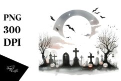 Watercolor Style Very Simple Haloween Scene | Sublimation | Product Image 3