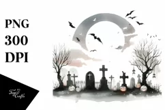 Watercolor Style Very Simple Haloween Scene | Sublimation | Product Image 3