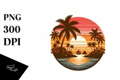 Vintage Tropical Island Sunset Clipart Product Image 3
