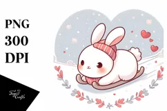 Cute Baby Bunny on Sleigh PNG Product Image 3