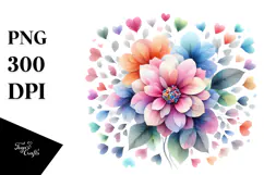 Colorful Heart-Shaped Flower PNG Product Image 1