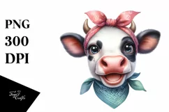 Cow Enthusiastic Smiling Bandana Cow Clipart Product Image 3